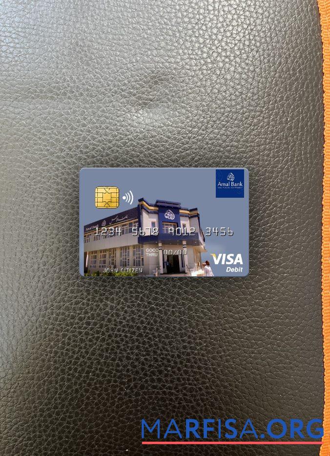 Realistic Somalia Amal Bank visa debit card photolook front sample